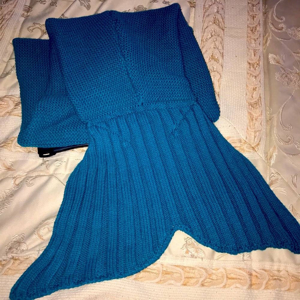 Custom Made Teal Mermaid Tail Sweater Snuggle Blanket